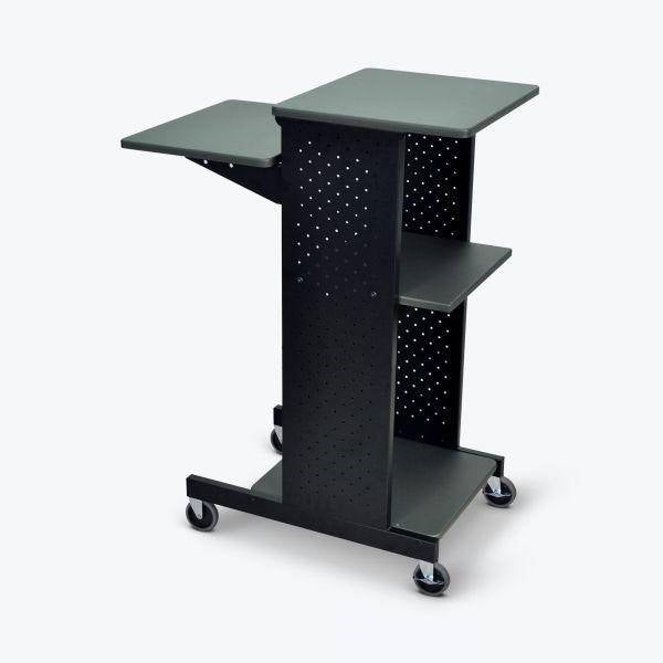 Dark Grey Metal Multifunction Mobile Stand-Up Computer Desk Workstation