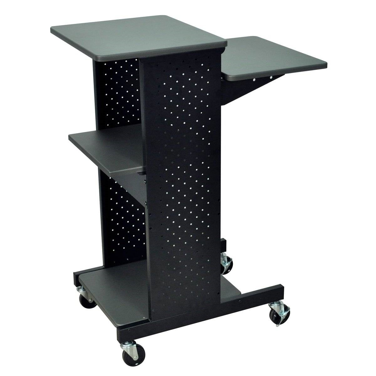 Dark Grey Metal Multifunction Mobile Stand-Up Computer Desk Workstation