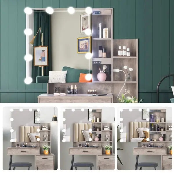 Lighted Makeup Vanity with Storage